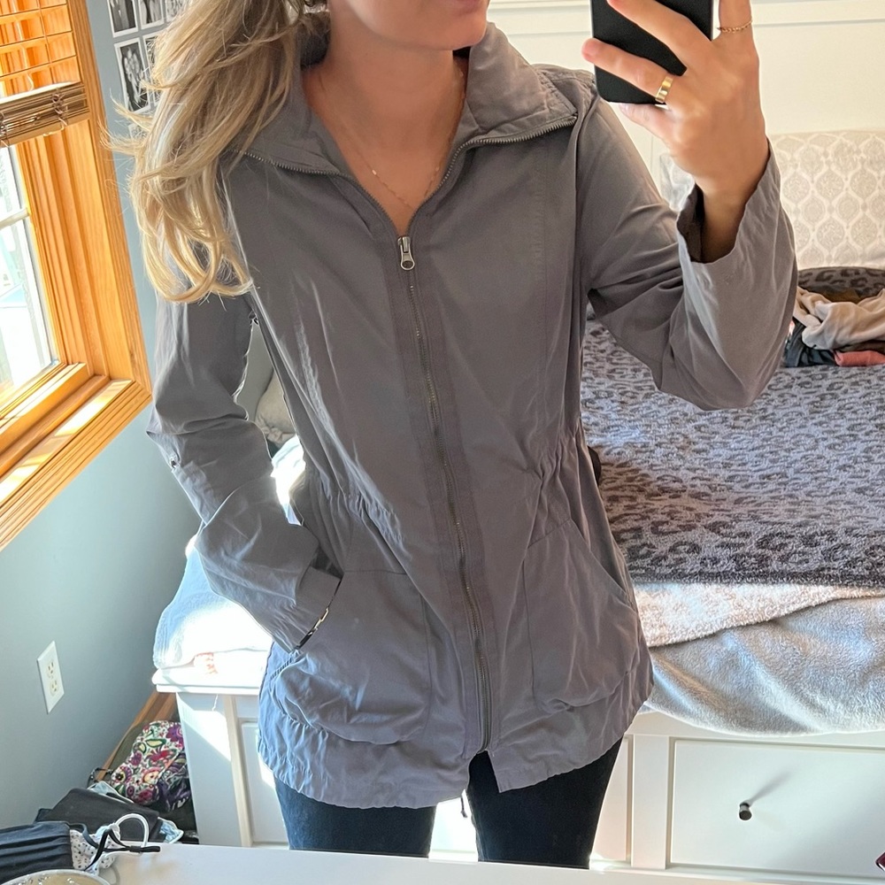 Grey Water Resistant Front Zip Jacket